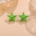 Matte gruene 3D Stern Ohrstecker mit strukturierter geometrischer Acryl Schmuck Design - Stern Paar / Grün