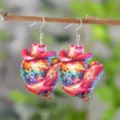 Western festival wooden earrings with disco ball cowboy hat and boots pendant for party. - Style Three (4318)