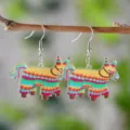Bunte Acryl Piñata Esel Ohrringe, lustiger festiver Neuheit Schmuck für Partys und Feste. - Bunter Esel Pinata Stil (4405)