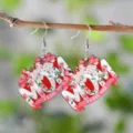 Pendientes de madera MOM Día de la Madre con motivo floral colgante regalo de joyería fino - Estilo Estampado Floral MOM (4348)