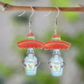 Mexikanischer Sombrero Tequila Flasche Acryl Ohrringe Kaktus Neuheit Party Schmuck - Tequila Flasche Stil (4407)