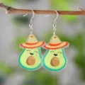 Niedliche mexikanische Sombrero Avocado Acryl Ohrringe Damen Modeschmuck Ohrhänger. - Avocado Sombrero Stil (4409)