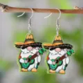 Mexikanischer Wichtel Acryl Ohrringe, süßer Sombrero Gitarre festliche Ohrhänger Schmuck - Mexikanischer Gnom Stil (4414)