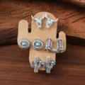 Western cowboy turquoise stud earrings set, vintage silver tone retro fashion jewelry. - Style 4