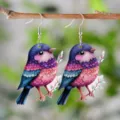 Cute colorful acrylic bird dangle earrings spring summer vacation fashion jewelry women girls - Colorful Bird Style (4618)
