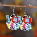Boucles d'oreilles en acrylique rentrée scolaire crayon pomme lettre amour femme - Style Mixte École LOVE (4230)