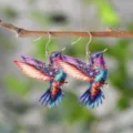 Colorful hummingbird acrylic drop earrings for women spring summer vacation jewelry - Painted Hummingbird Style (4621)
