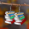 Bunte Buecher Stapel Acryl Ohrhänger fuer Schulanfang, schoener und niedlicher Schmuck. - Bunte Gestapelte Bücher Stil (4233)