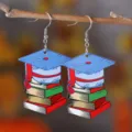 Abschlusskappe Buch Acryl Ohrringe für Schulanfang Saison Lehrer Schüler Schmuck Geschenk - Doktorhut Bücher Stil (4234)