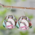 Pendientes de madera de conejo de pascua y béisbol impresos a doble cara joyería - Estilo 2533