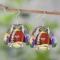 Pascua Conejo Fútbol Madera Pendientes Bonito Arcoíris Huevo de Pascua Joyas Regalo - Estilo 2534