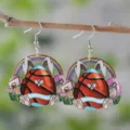 Pendientes de madera de conejo de Pascua y huevo de baloncesto, joyería festiva estampada. - Estilo 2535