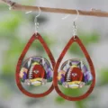 Pendientes de madera de Pascua con diseño de conejito lindo y balón de fútbol elegante. - Estilo 2565