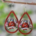 Pendientes colgantes de madera conejito de Pascua huevo de baloncesto joyas festivas - Estilo 2567