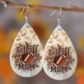 Luipaard print football MOM druppel lederen oorrring mode dubbelzijdige oorbellen chic - Luipaard Football MOM