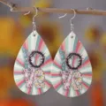 Hermosos pendientes colgantes de cuero PU en gota con diseño de LOVE colorido. - 478