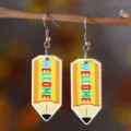 Acrylic pencil drop earrings with welcome print, cute back-to-school jewelry gift. - Pencil Shape (4219)