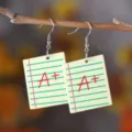 Cute acrylic notebook paper A+ grade pendant drop earrings back to school jewelry gift - Notebook A+ Shape (4220)