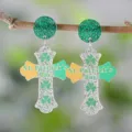 St. Patrick's Dag Groene Glitter Acryl Klaver Kruis Oorringen Voor Vrouwen - Groene Glitter Kruis Stijl (4049)