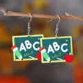 Back to school acrylic chalkboard ABC earrings cute pencil apple drop earrings for gift - Blackboard ABC Shape (4221)