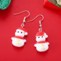 Süße Weihnachtsschneemann Ohrringe mit roter Mütze, perfekter festlicher Schmuck. - Schneemann Mit Hut