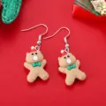 Weihnachten Cartoon Bär Ohrhänger süße Feiertag Harz Tier Schmuck Geschenk für Damen Mädchen - Bär mit Schleife