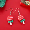 Weihnachten Bonbon Lutscher Ohrringe rot gruen Schleife Haken Ohrschmuck festlich suess - Bonbon