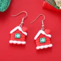 Weihnachten rote Hütte Ohrringe süße Harz Haus festliche Feiertage Schmuck Geschenke - Haus