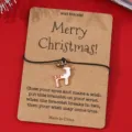 Weihnachtliches Rentier Wunscharmband auf Kraftpapier Karte mit Kordel Feiertag Schmuck - SRY296-5