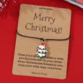 Weihnachtsbaum Emaillierter Anhänger Wunscharmband mit Kraftpapierkarte für festliche Geschenke. - SRY296-3