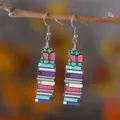 Wooden cute frog reading book earrings double sided back to school teacher jewelry pendants. - Frog Reading Style (3560)
