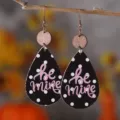 Valentinstag Leder Holz Spleiß Ohrringe, schwarze Tropfen Ohrringe für Damen Geschenke. - Stil 1981