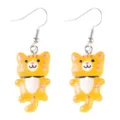 Lindo pendientes colgantes de gato naranja de resina con ganchos plateados moda. - Gato Naranja