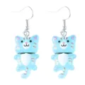Lindos pendientes colgantes de gato de resina azul con gancho plateado, estilo tierno. - Gato Azul