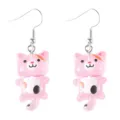 Schattige roze hars kat hanger oorbellen, gedetailleerde close-up van het leuke dier sieraden. - Roze Kat