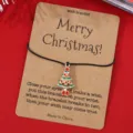 Weihnachtsbaum Wunscharmband auf Kraftpapier Karte mit schwarzer Kordel festlicher Schmuck - SRY297-3