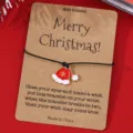 Weihnachtswunsch Armband mit Mütze auf Karte, stilvoller schwarzer Seil Schmuck für Damen und Herren. - SRY297-4