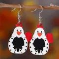 Bonitos pendientes de pollo de madera para mujer, estilo granja rústica, accesorios de otoño. - Estilo Gallina (3376)