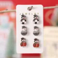 Ensemble de boucles d'oreilles puces en bois bonhomme de neige Noël, bijoux cadeaux chic. - Ensemble Boucles d'Oreilles Motif Bonhomme de Neige / Imprimé Bonhomme de Neige (1591)
