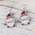 Patriotische Wichtel Holzohrhänger, 4. Juli Stern Zwerg Ohrringe für Damen Schmuck. - Patriotischer Sternzwerg-Stil (2191)