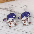 USA Unabhängigkeitstag Holz Zwerg Ohrringe, patriotische Sterne Druck festliche Modeschmuck. - USA-Buchstabenzwerg-Stil (2193)