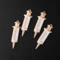 Alloy syringe pendant DIY necklace bracelet jewelry craft accessory creative charm - Large White Syringe Pendant (B37-0203) / 10 Pieces/Pack