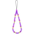 Vista detallada del colgante de teléfono de resina violeta con cuentas de estrella y sonrisa. - Estilo Estrella Púrpura Neón Cara Sonriente Amarilla (B47-0404) / 1 Pieza