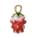 Gold-plated enamel strawberry charm pendant DIY jewelry making for necklace bracelet earrings accessories - Strawberry Pendant / 10 Pieces Pack / Red