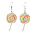 Charming polymer clay swirl lollipop earrings for women, sweet candy drop design. - Spiral Lollipop / Yellow White