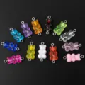 Colorful resin gummy bear charms double loop pendants for DIY jewelry making crafts - Multicolor
