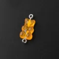 Orange gummy bear resin double loop charm connector for DIY jewelry making and hair accessories. - Glitter Bear (AP0604) / 10 Pieces/Pack / Orange