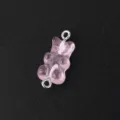 Pink resin gummy bear pendant charm with double metal loops for DIY jewelry making 10pcs - Transparent Pink