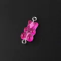 Pink resin gummy bear charm with double loops for DIY jewelry making and accessories. - Rose Red