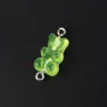 Green Glitter Resin Gummy Bear Connector Pendant DIY Craft Jewelry Making Charm - Green